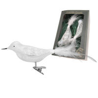 CHRISTBAUMSCHMUCK Amsel Eislack Silberfarbig 12cm (Glas / 2 Stk.) - Silberfarben, Glas (4/5/12cm) - Krebs Glas Lauscha