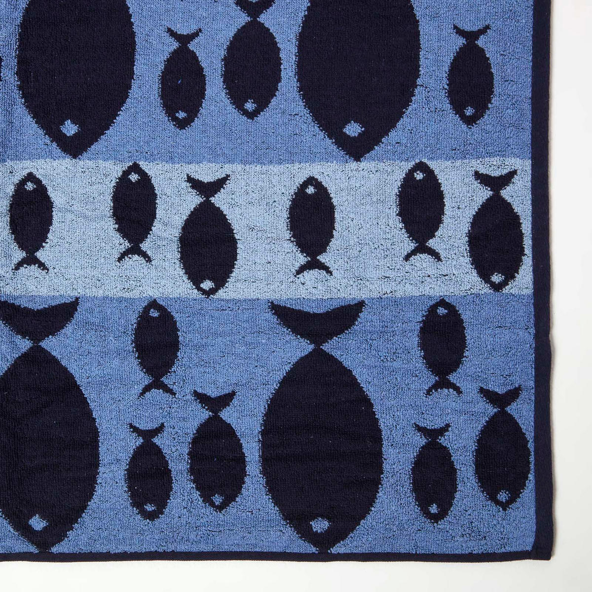 STRANDLAKEN Fische blau 90/180 cm - Dunkelblau, Textil (90/180cm) - Homescapes
