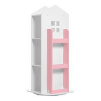 KINDERBÜCHERREGAL aus WPC-Platte in Weiß Rosa Drehbar Hausform Praktisch Sicher für Kinder 41 x 41 x 95 cm - Weiß/Rosa, Holzwerkstoff (41/96/41cm) - Livingandhome