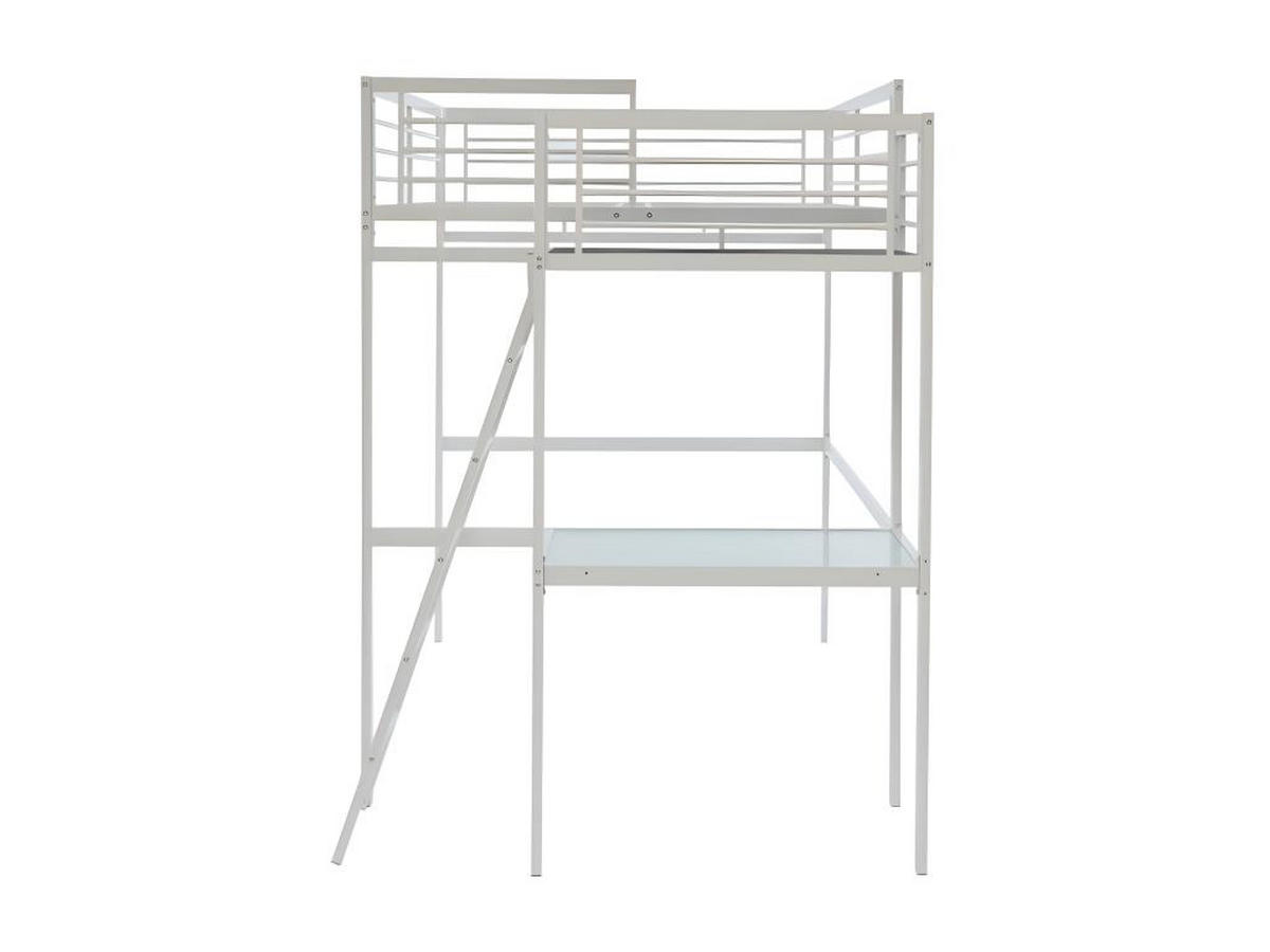 HOCHBETT mit Schreibtisch - 140 x 190 cm - Weiß - CASUAL II - Weiß, Metall - Vente-Unique