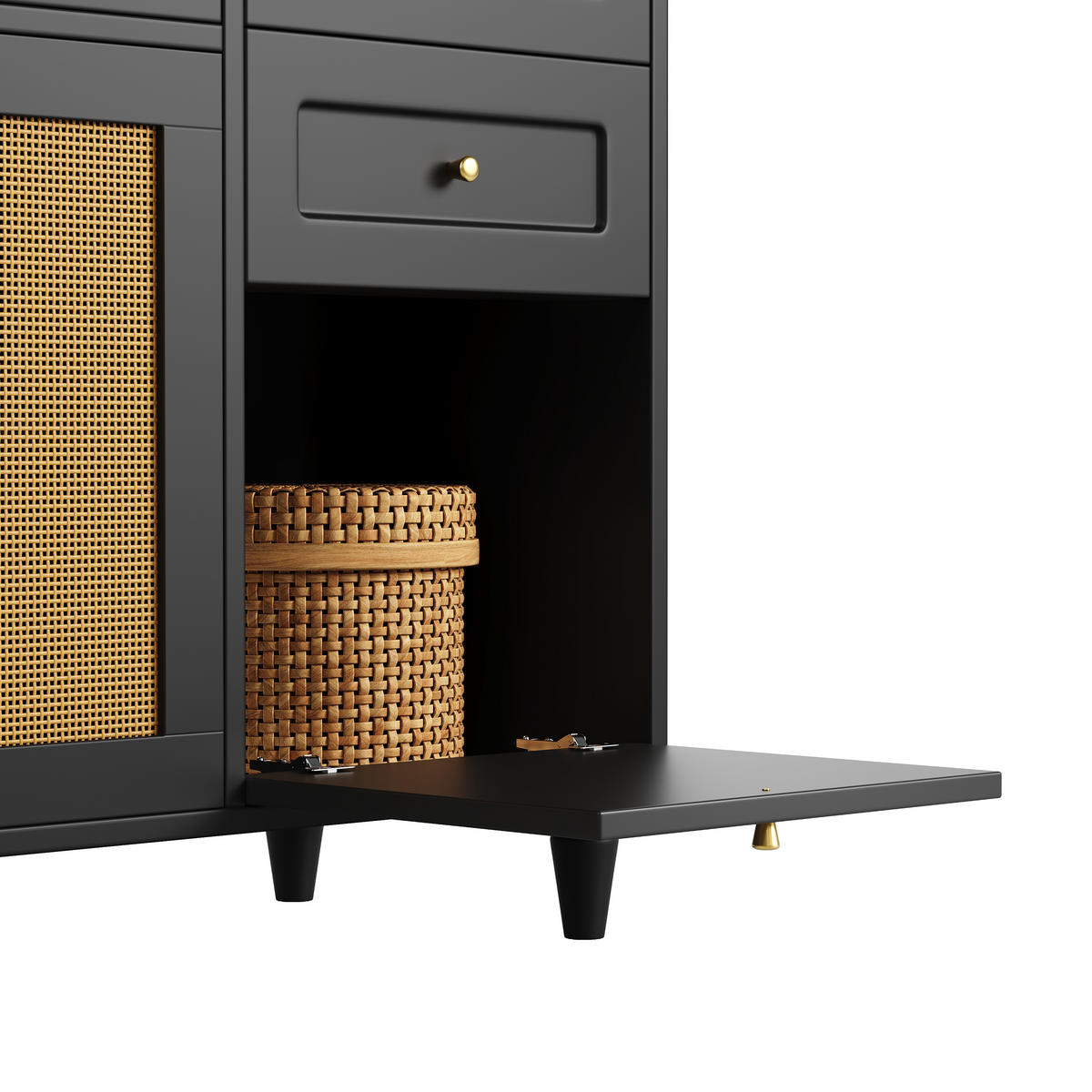 GESCHIRRSCHRANK aus MDF & Spanplatte 120x45x195,5 cm in Schwarz mit LED-App-Steuerung - Schwarz, Holzwerkstoff (120/195.5/45cm) - Modfu
