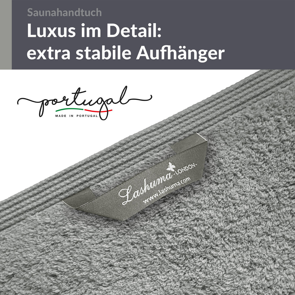 BADETUCH London Stein Grau 100x200 cm - Grau, Textil (100/200cm) - Lashuma
