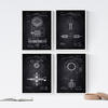 POSTER Set mit 4 Schwarz Patenten Strom A4 Rahmenlos - Klar, Papier (29.7/3cm) - Nacnic