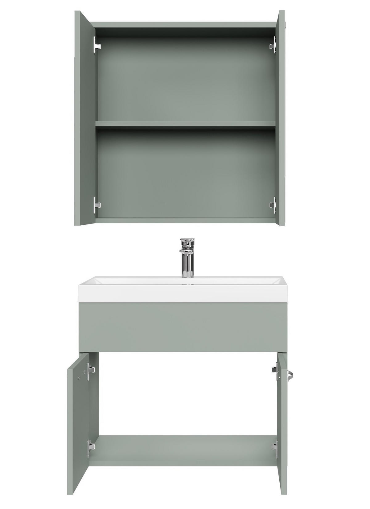 BADMÖBEL-SET Montreal 3 Teile Grün Matt - 60 x 35 x 51 cm - Grün, Holz (60/53/35cm) - Badplaats