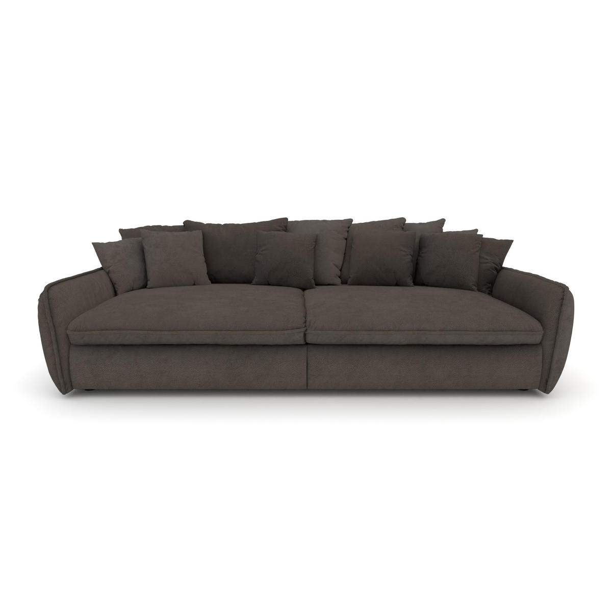 BIGSOFA Hereford XXL Velvet Braun inkl. 12 Kissen 274/131/61 cm - Dunkelbraun, Kunststoff/Textil (274/61/131cm) - foamnova