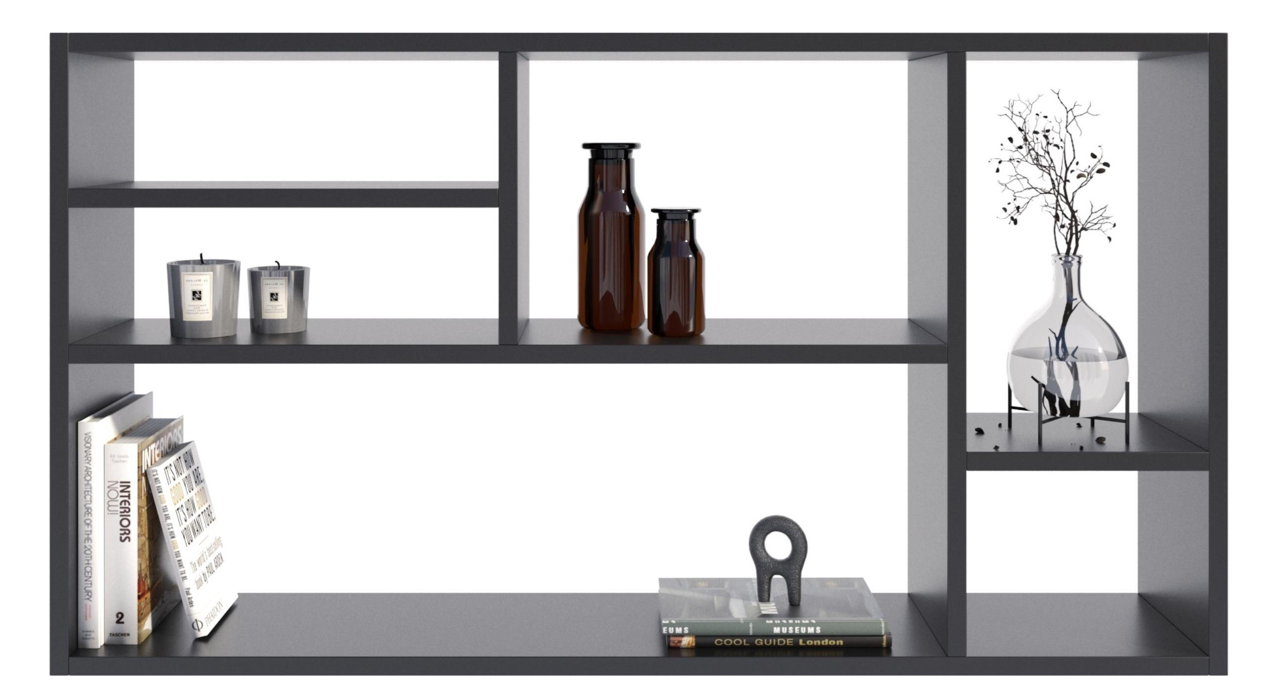 Matkam Möbel Wandregal Schwarz 109.2x60x18 cm
