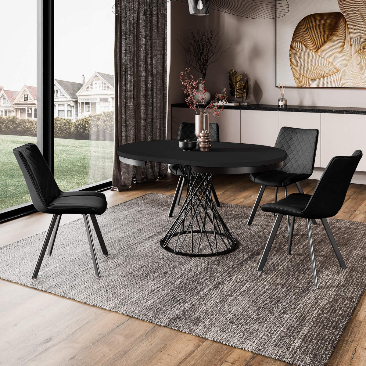 STUHL LUXI K520 - Schwarz, Holzwerkstoff/Metall (46/80/47cm) - Meblini