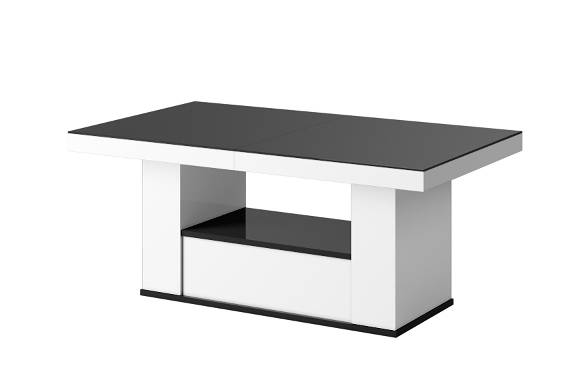 designimpex Couchtisch Schwarz Hochglanz, Weiß Hochglanz 120x54x75 cm