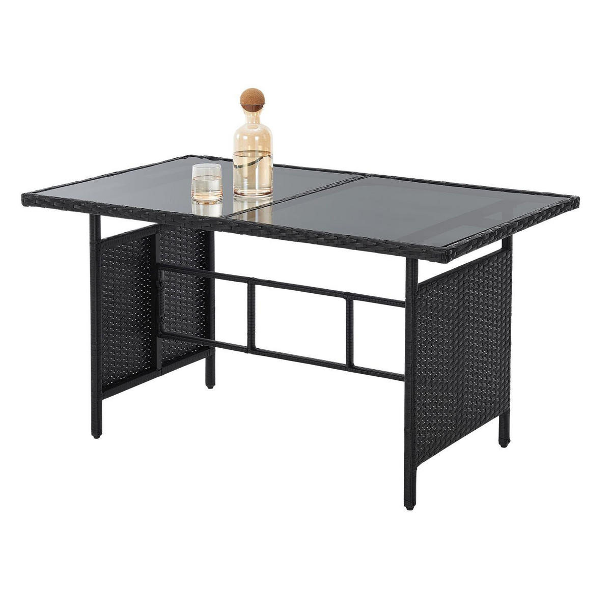 SITZGRUPPE Turin schwarz Polyrattan - Schwarz, Kunststoff - Juskys