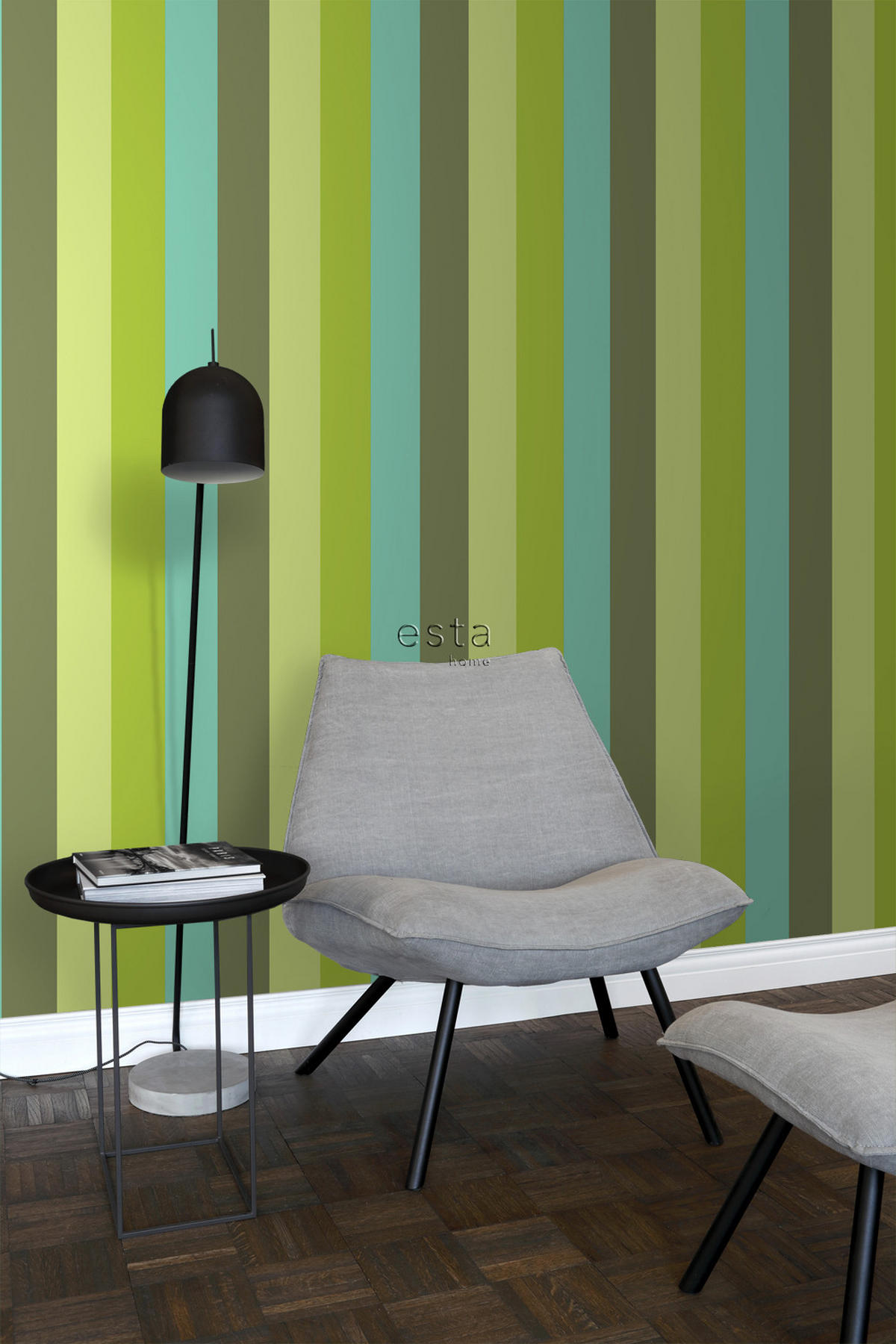 TAPETE Streifen 53 cm x 10.05 m - Grün, Papier (53/1000cm) - ESTAhome