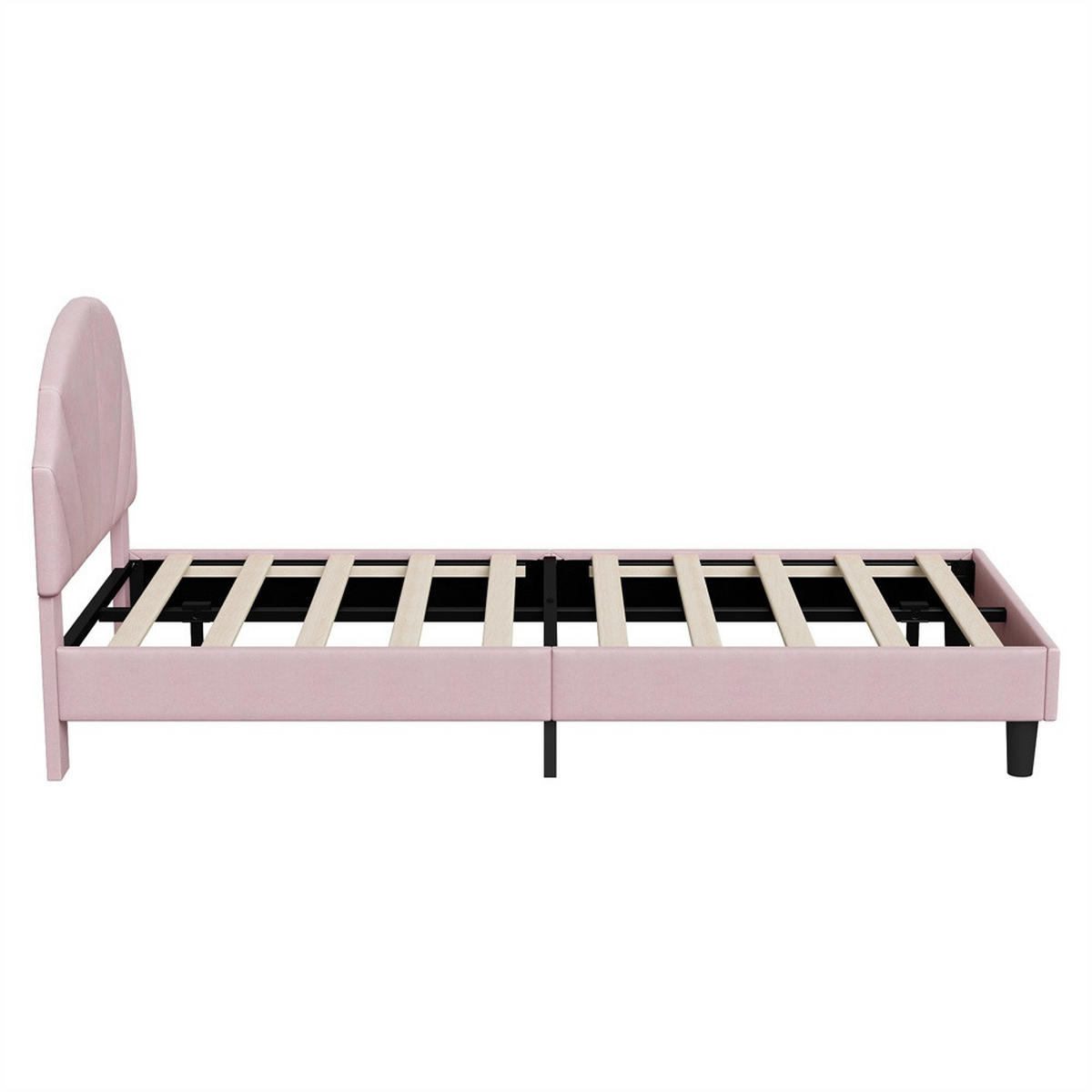 KINDERBETT 90x200 cm mit höhenverstellbarem Kopfteil - ohne Matratze - Rosa - Pink, Textil (90/200cm) - DELFA