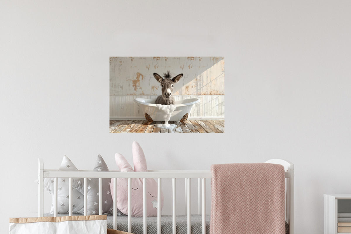 WANDTATTOO Esel - Tiere - Badewanne - Schaumstoff 60x40 cm - Weiß, Kunststoff (60/40/0.1cm) - MuchoWow