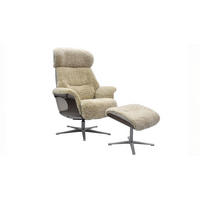 RELAXSESSEL TOSAR Beige Schaffell Relaxfunktion - Beige/Silberfarben, Naturmaterialien/Fell (83/110/89cm) - KAWOLA