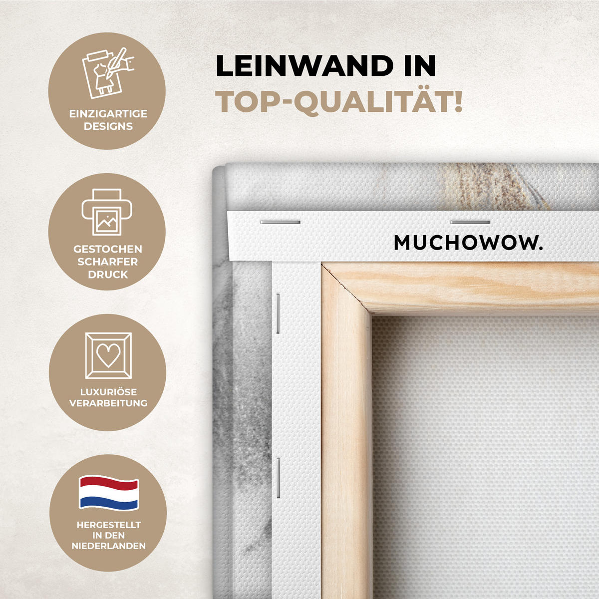 LEINWANDBILD Luxus - Abstrakt - Gold - Weiß Wandbilder 80x60 cm - Goldfarben, Textil (80/60cm) - MuchoWow