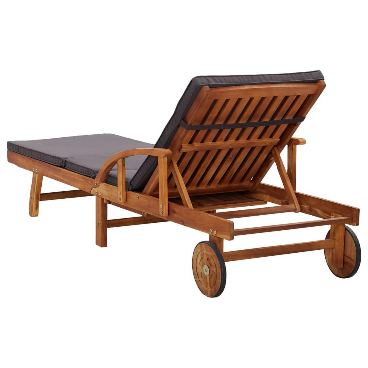 SONNENLIEGE Mit Auflage Massivholz Akazie - Braun, Holz (68/83/200cm) - vidaXL