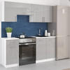 KÜCHENZEILE LECO 180 grau glanz - Grau, Holzwerkstoff (180/82/46cm) - roe furniture