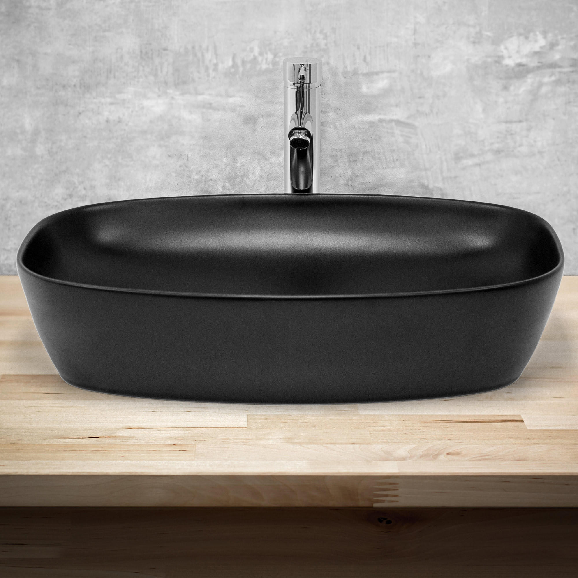 WASCHBECKEN - Schwarz, Keramik (38.5/14/60.5cm) - ML-DESIGN