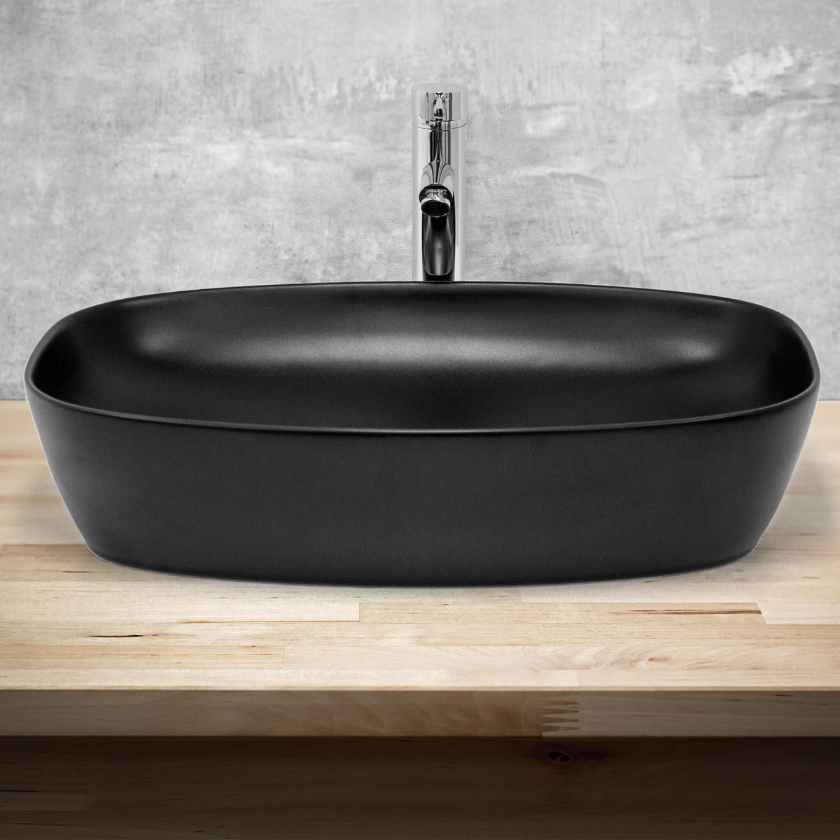 WASCHBECKEN - Schwarz, Keramik (38.5/14/60.5cm) - ML-DESIGN