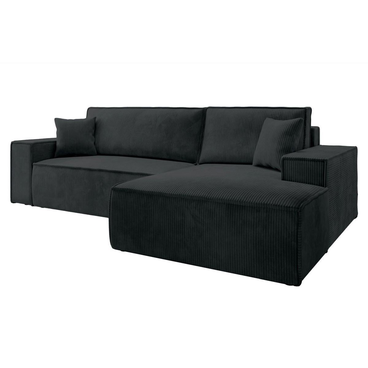 ECKSOFA Farese Schwarz Cord - Schwarz, Kunststoff/Textil (167/267cm) - Selsey