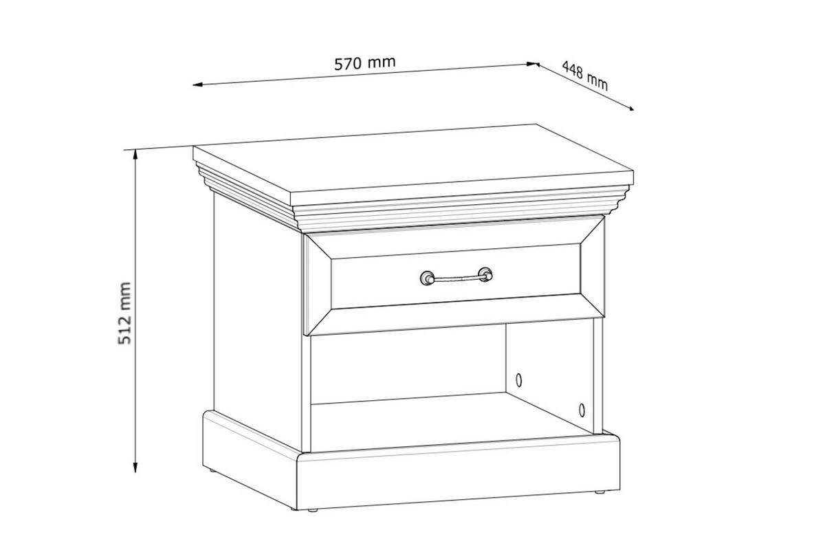 NACHTTISCH ARVEN mit Schublade, Cremeweiß - Eichefarben/Creme, Holz (57/50/45cm) - KONSIMO®