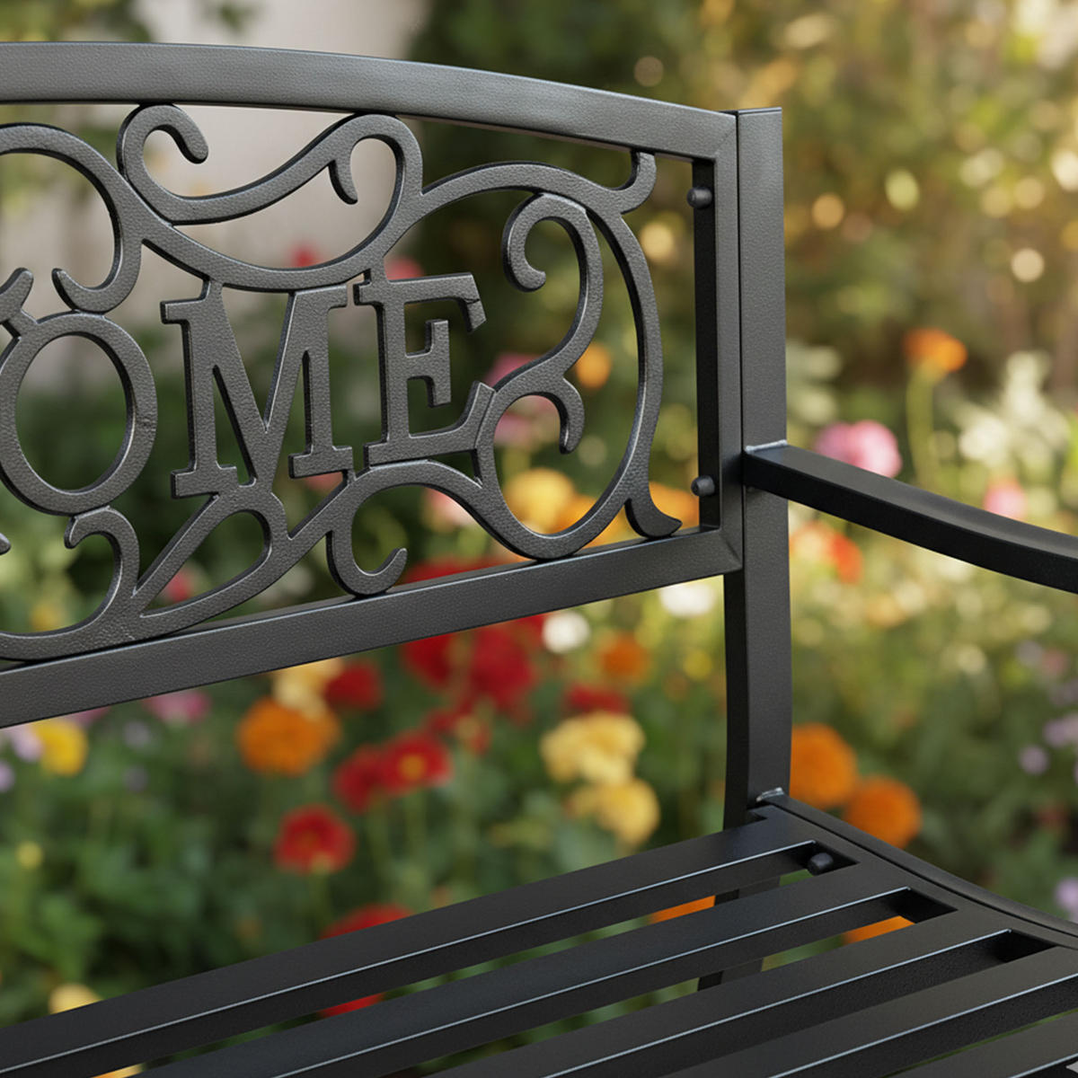 GARTENBANK IRYS Schwarz 127 x 86 x 62 cm - Schwarz, Metall (127/86/62cm) - Akord