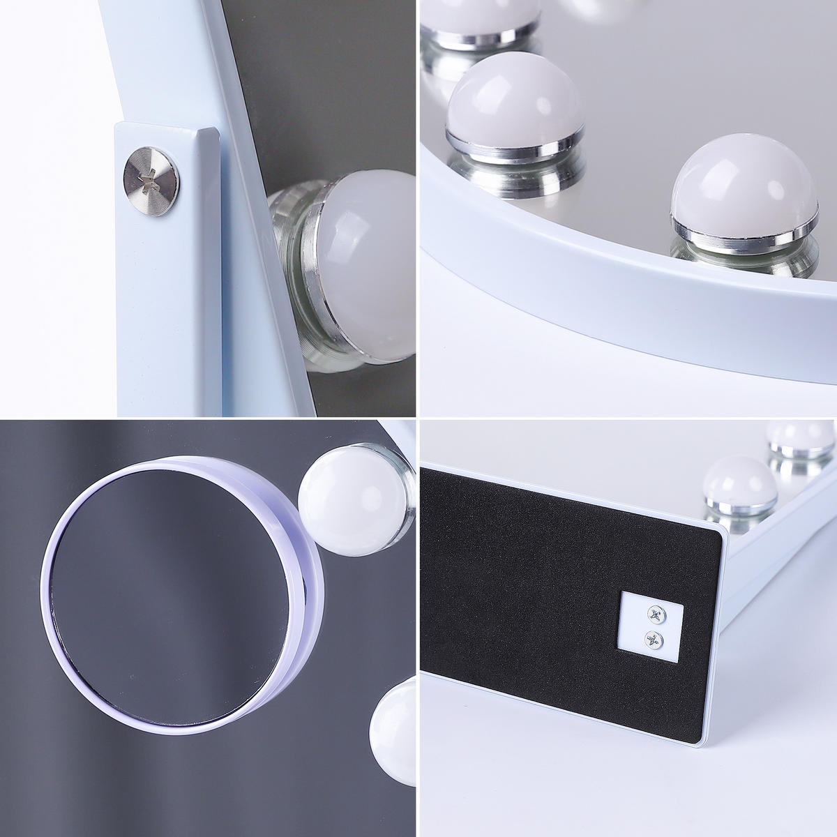 SCHMINKSPIEGEL mit Beleuchtung Gewölbter Weiß 30/41 cm - Weiß, Glas/Metall (30/41/3cm) - VANITII