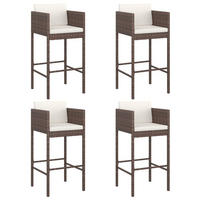 BARHOCKER 4 Stk. Mit Kissen Braun Poly Rattan - Braun, Kunststoff (48/100/50cm) - vidaXL