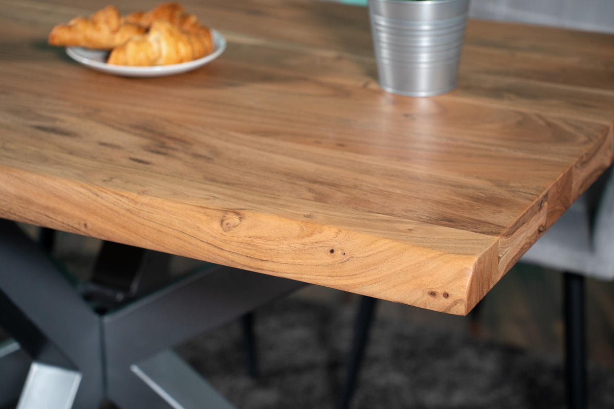 ESSTISCH CALI - Beige/Silberfarben, Holz/Metall (80/140/77cm) - SAM