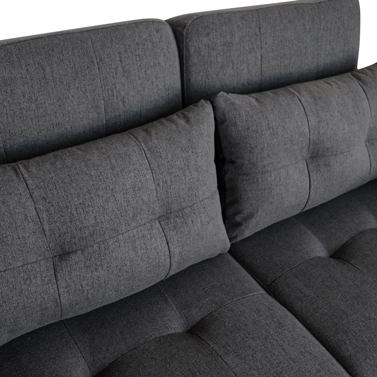 2-SITZER SCHLAFSOFA Leinen Grau mit USB, Seitentaschen und Kissen - Grau, Holzwerkstoff/Kunststoff (142/83/85cm) - WISHDOR