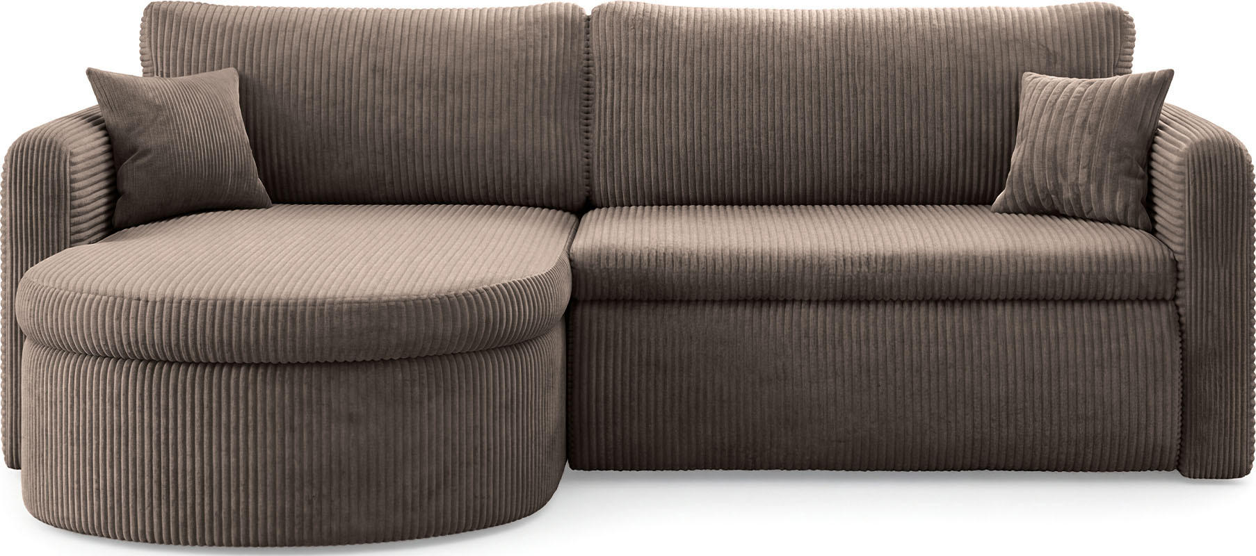 ECKSOFA Cora mit Schlaffunktion & Stauraum, Universell Rechts/Links, Taupe Grau-Beige Cord Chenille 260/82/160 cm - Taupe/Schwarz, Kunststoff/Textil (250/160cm) - WFL GROUP