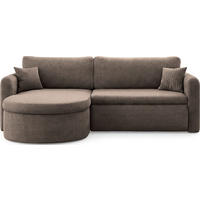 ECKSOFA Cora mit Schlaffunktion & Stauraum, Universell Rechts/Links, Taupe Grau-Beige Cord Chenille 260/82/160 cm - Taupe/Schwarz, Kunststoff/Textil (250/160cm) - WFL GROUP