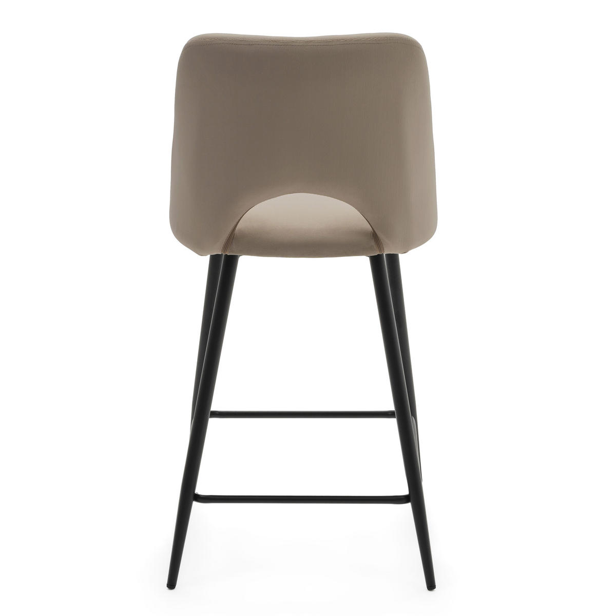 BARHOCKER ORO gepolsterter mit Steppung - dunkelbeige - Samt Velour - Schwarz/Braun, Textil/Metall (48/94/55cm) - NEW HOME