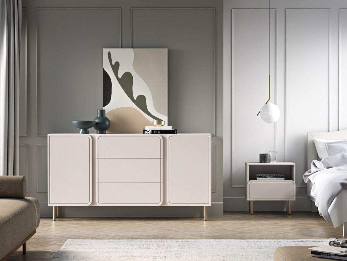 SIDEBOARD Loppa Kaschmirbeige 160 cm - Beige/Goldfarben, Holzwerkstoff/Metall (160/85/40cm) - Selsey