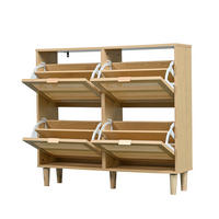 SCHUHSCHRANK aus Spanplatte 100x25x90cm in Eichefarben mit 4 Klappschubladen - Eichefarben, Holzwerkstoff (100/90/25cm) - Modfu