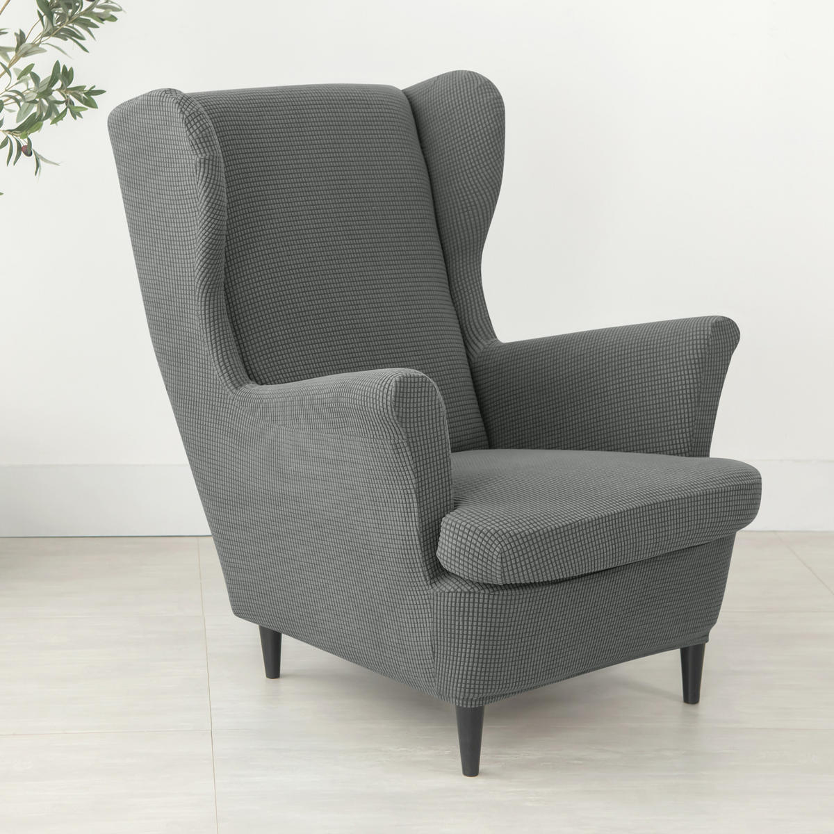 OHRENSESSEL ÜBERZUG Einfarbig Jacquard 2-Teilig - Dunkelgrau, Textil (85/90cm) - Kaket