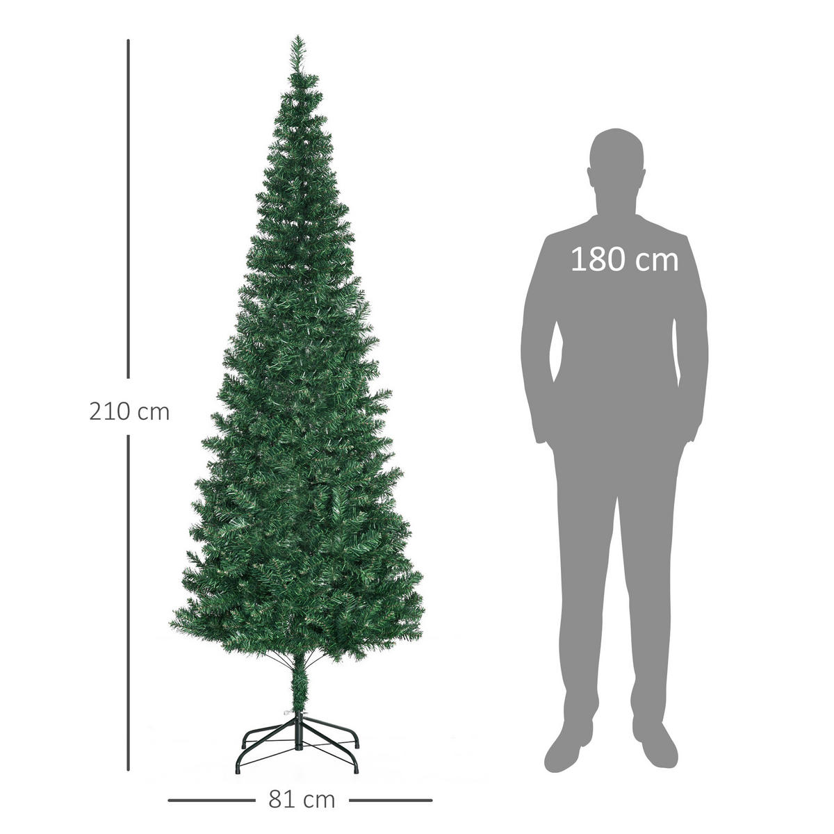 WEIHNACHTSBAUM Christbaum Kunsttanne Tannenbaum mit Beere Metallfuß PET - Grün, Kunststoff (210cm) - HOMCOM