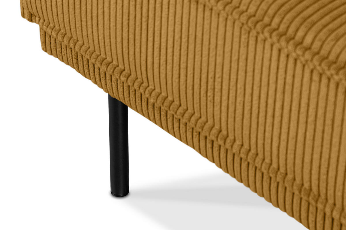 3-SITZER-SOFA GANZO 2 Kissen inklusive, Cord-Stoff, gelb - Gelb/Schwarz, Textil/Metall (193/84/92cm) - KONSIMO®