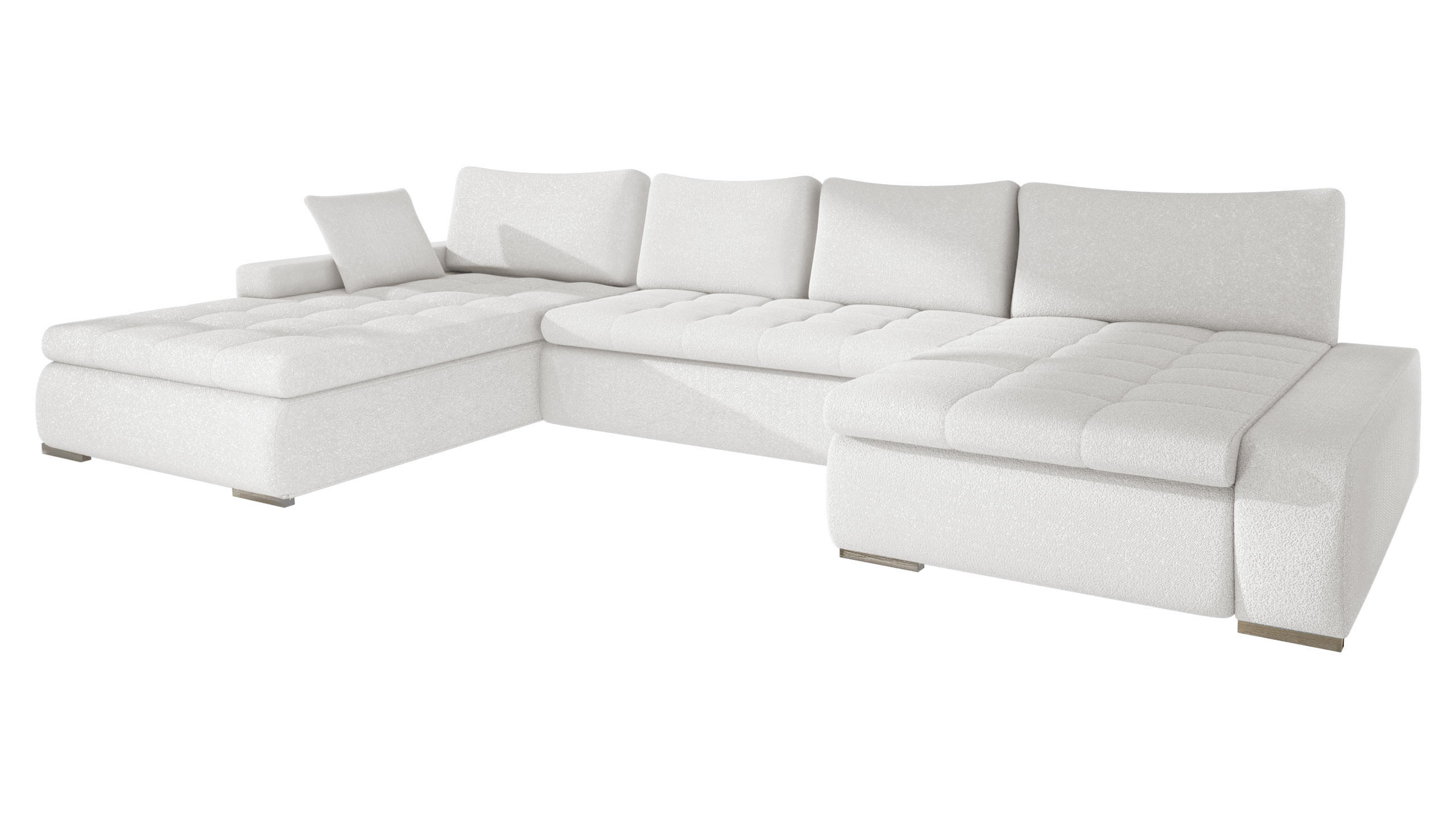 WOHNLANDSCHAFT Caro Premium - Silberfarben/Creme, Holz/Textil (394/80/213cm) - MIRJAN24
