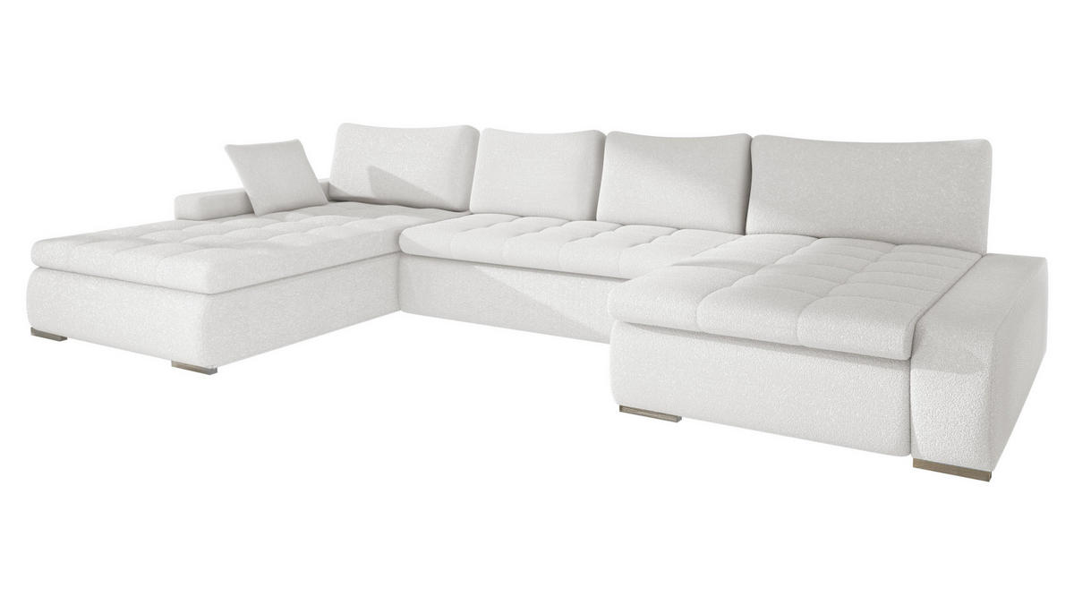 WOHNLANDSCHAFT Caro Premium - Silberfarben/Creme, Holz/Textil (394/80/213cm) - MIRJAN24