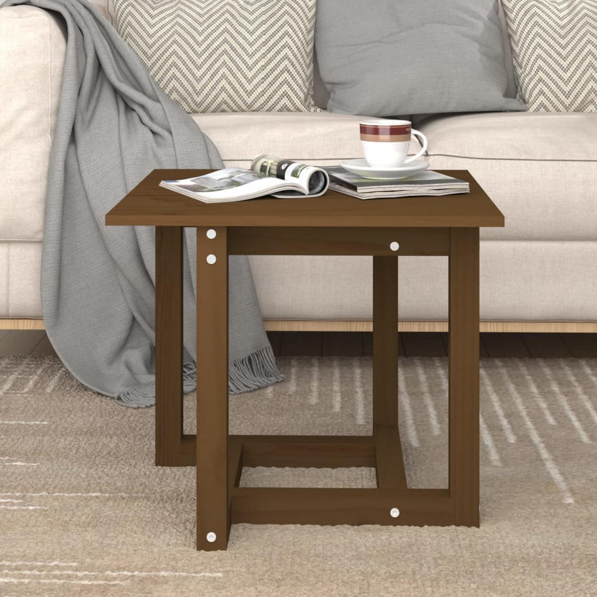 COUCHTISCH Honigbraun 50x50x45 cm Massivholz Kiefer - Braun, Holz (50/50/45cm) - furnicato