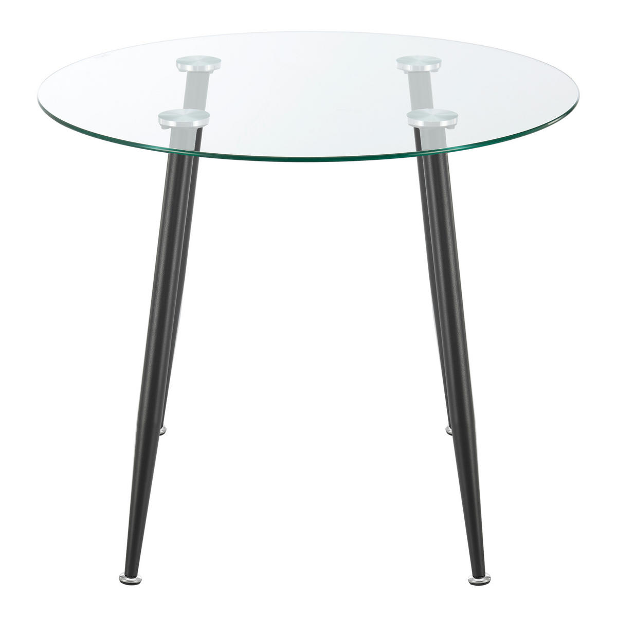 ESSTISCH Humppila - Transparent/Schwarz, Glas/Metall (80/80/75cm) - [en.casa]