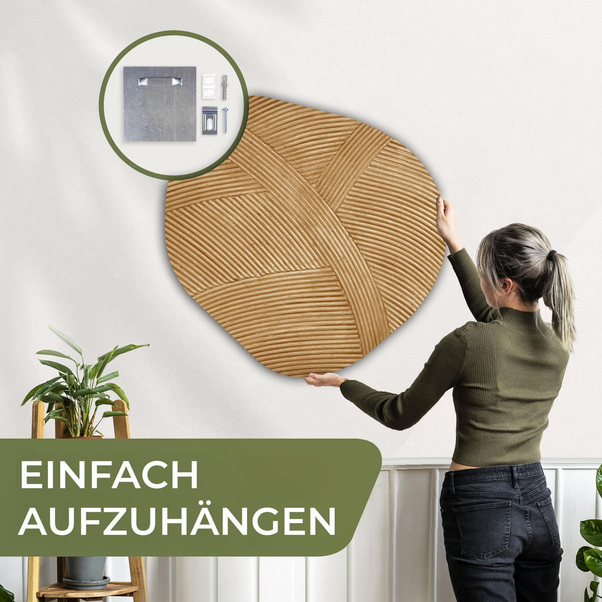 WANDBILD Struktur - Natur - Kunst - Rattan 90x90 cm - Naturfarben, Kunststoff (90/90cm) - MuchoWow