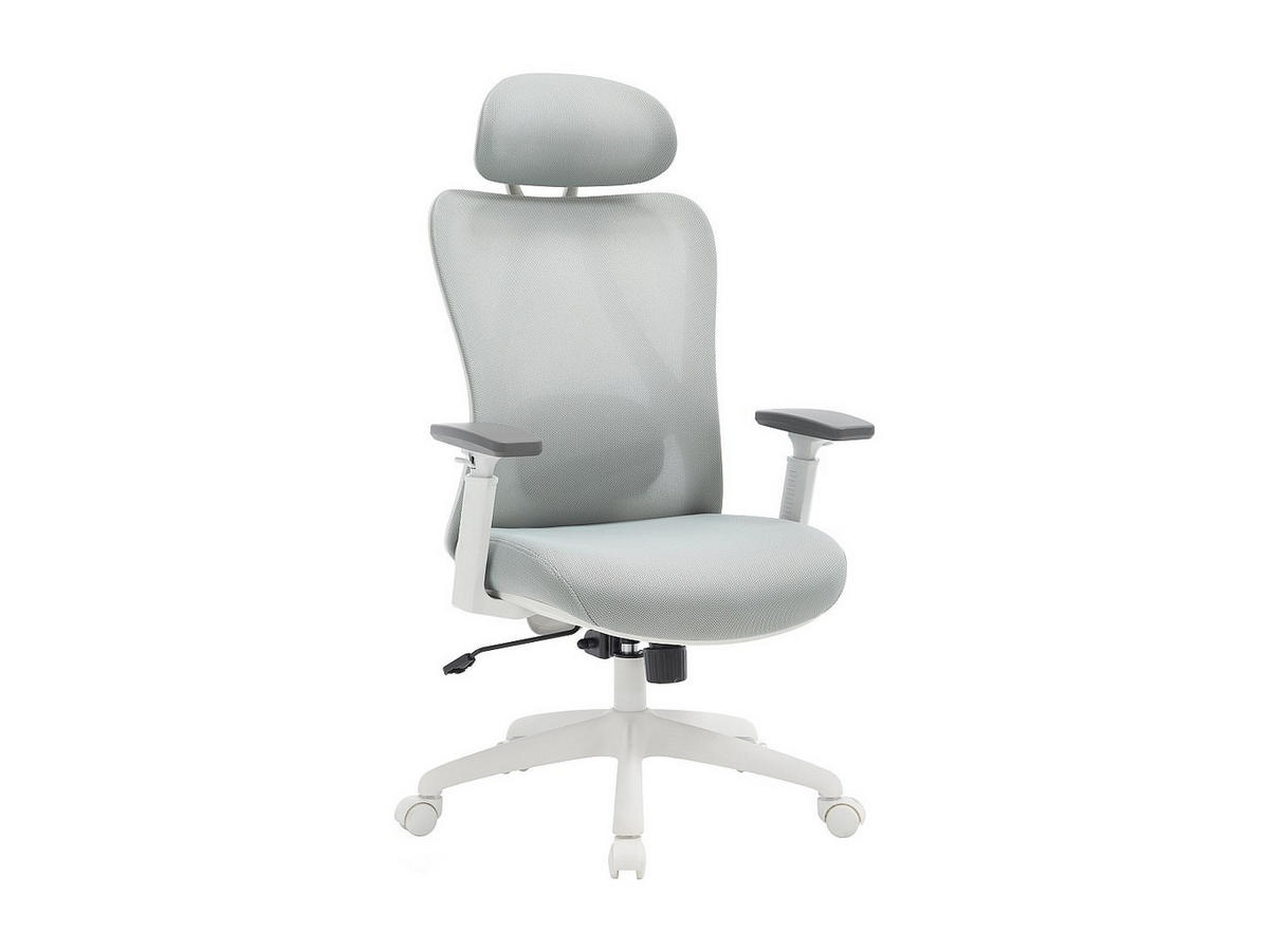 BÜROSESSEL - 63 x 67 - stoff - grau, weiß Sorlita - Weiß, Textil (63/121/67cm) - Vente-Unique