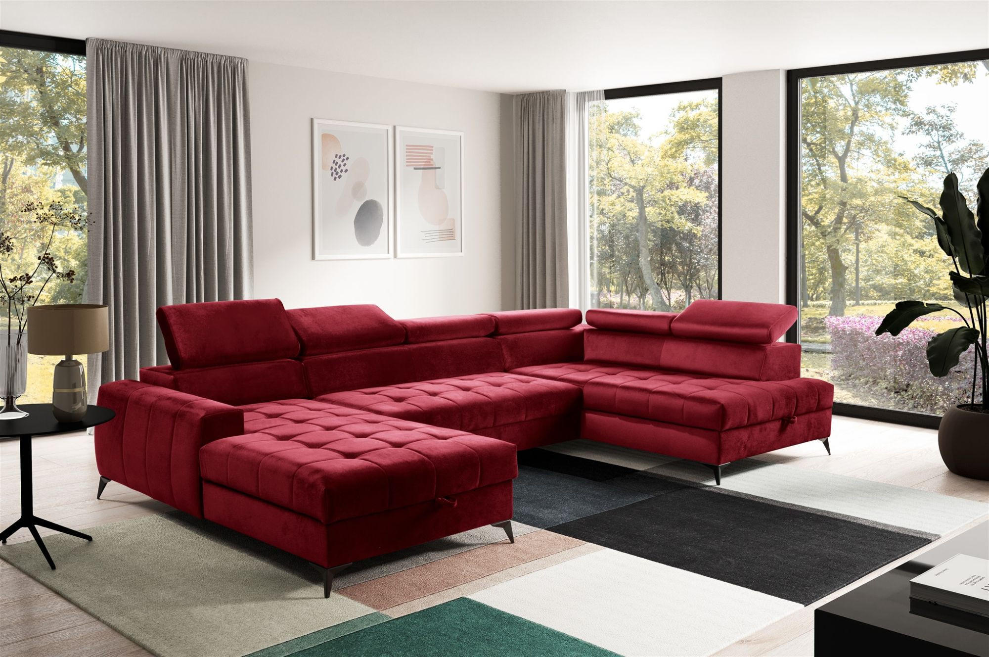 WOHNLANDSCHAFT Agnesa In Salvador - Rot, Holzwerkstoff/Textil (345/95/200cm) - Fun Möbel