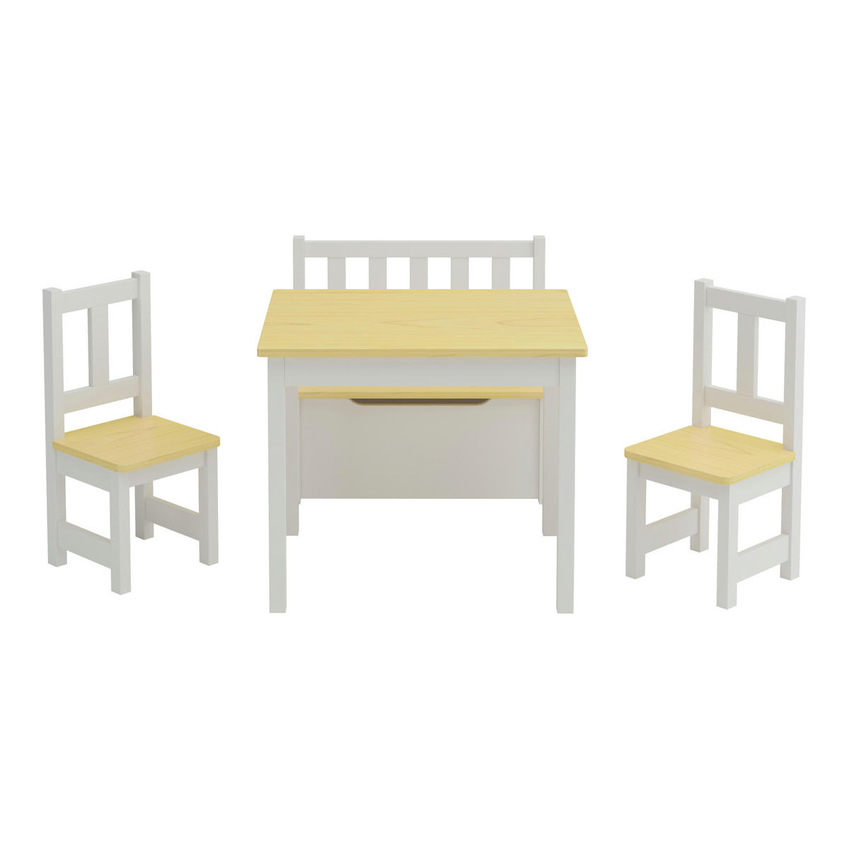KINDERTISCHSET Lousame - Weiß, Holz (110/50/48cm) - [en.casa]