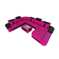 WOHNLANDSCHAFT Bellagio Pink Schwarz Kunstleder - Pink, Textil (362/80/287cm)
