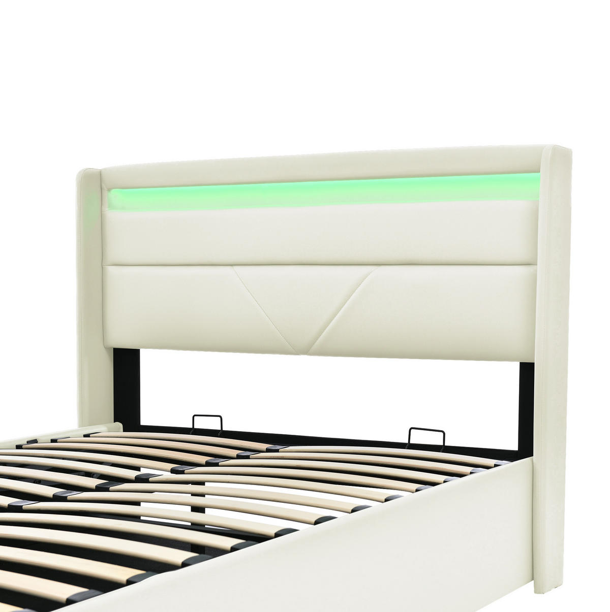 POLSTERBETT 140/200 cm Weiß aus PU mit LED-Beleuchtung und Bettkasten - Weiß, Kunststoff (140/200cm) - OKMYHOME