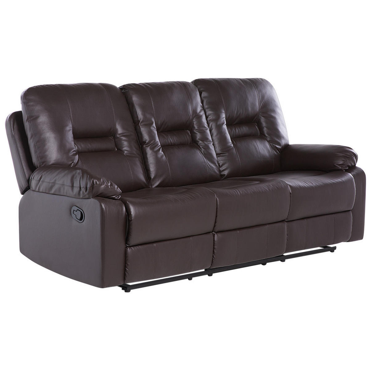 3-SITZER-SOFA Kunstleder Braun Bergen - Dunkelbraun, Kunststoff/Textil (204/101/73cm) - Beliani