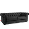3-SITZER-SOFA GRAVO Chesterfield, Kunstleder - Wengefarben/Anthrazit, Leder/Holz (202/72/95cm) - KONSIMO®