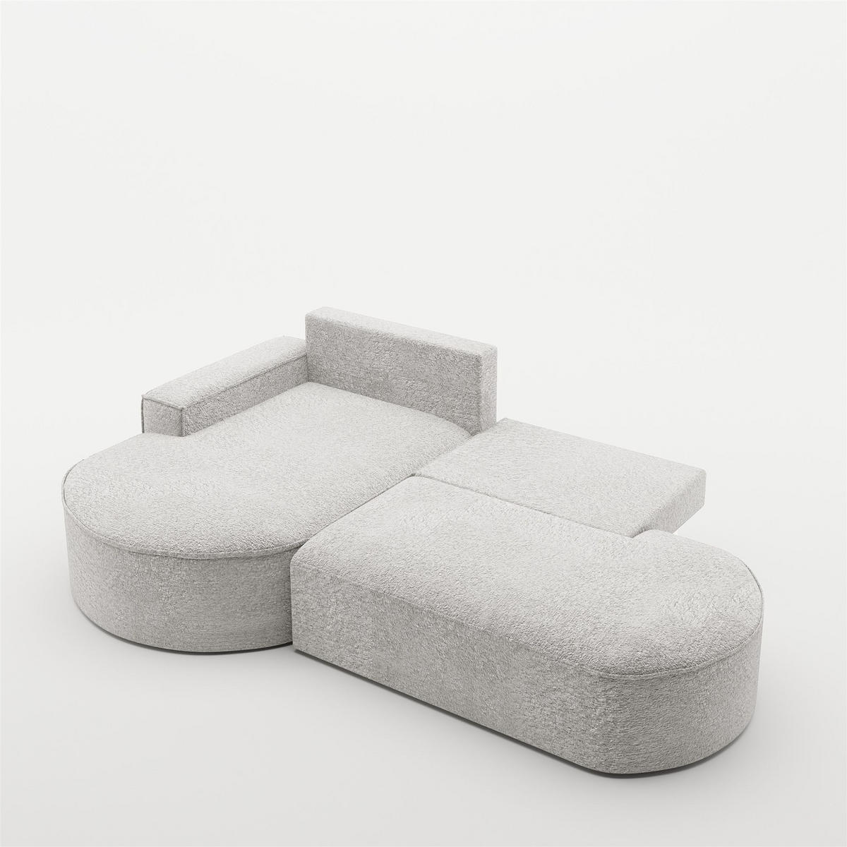 ECKSOFA Venedig Mit Schlaffunktion - Hellgrau, Holzwerkstoff/Textil (278/179cm) - Fun Möbel